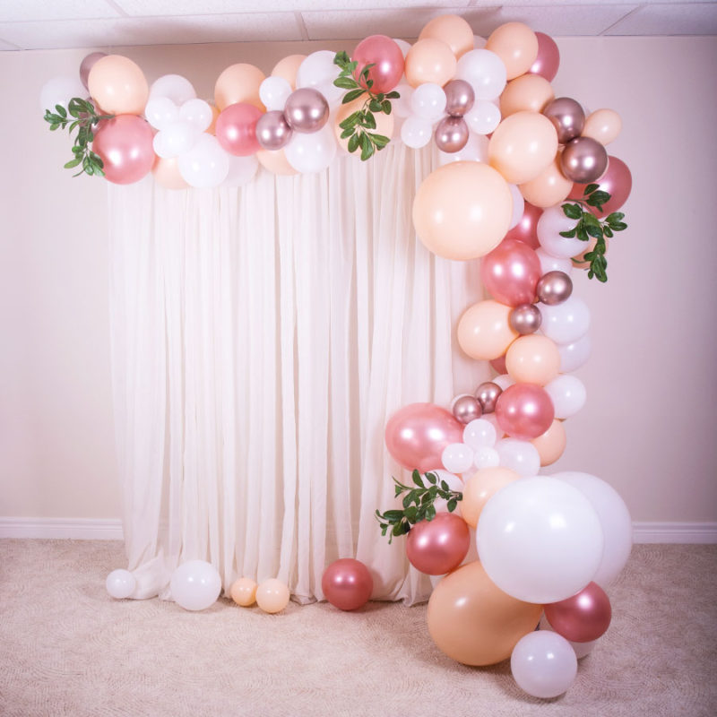 Rose Gold Balloon Garland Arch DIY Kit For First Birthday For Girl
