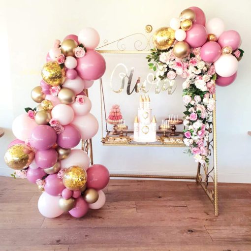 Pink and Gold Confetti Balloon Garland Arch DIY Kit for Girl's Birthday ...