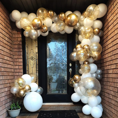 Gold Confetti and White Balloon Garland Arch DIY Kit for Anniversary ...