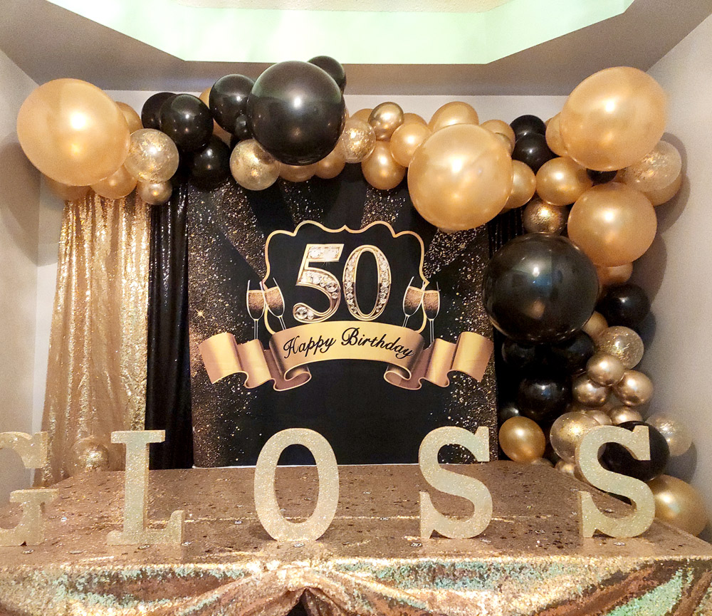 Gold and Black Balloon Garland Arch DIY Kit for Anniversary Celebration ...