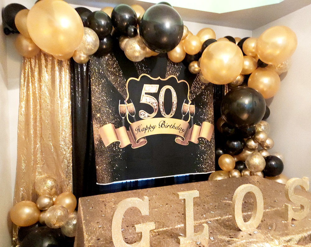 Gold and Black Balloon Garland Arch DIY Kit for Anniversary Celebration ...