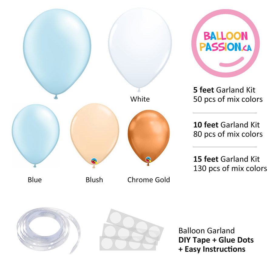 Baby Blue and Blush Balloon Garland Arch DIY Kit for Baby Shower ...